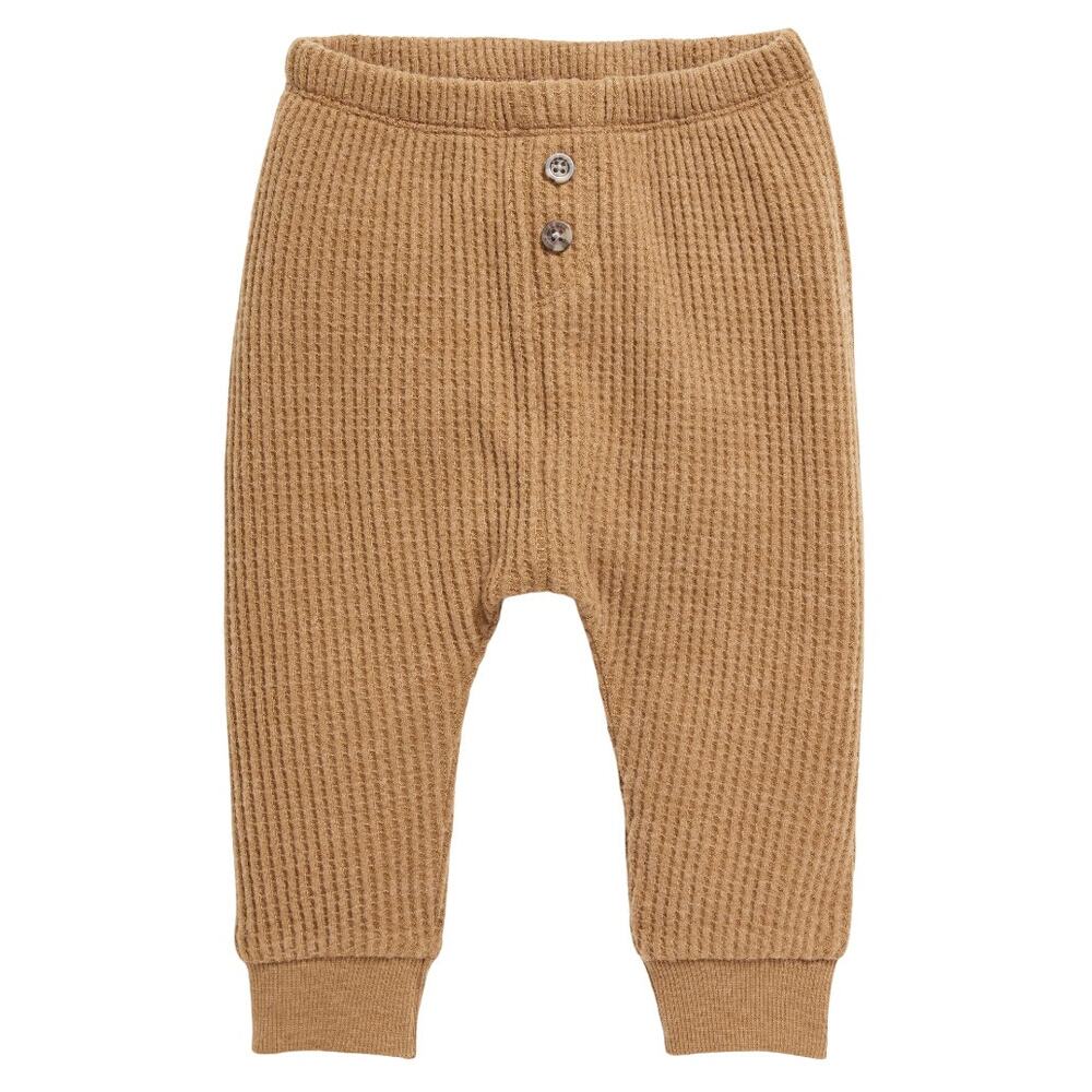Old Navy Unisex Thermal-Knit Buttoned Jogger Pant in Brown, Size 0-3M